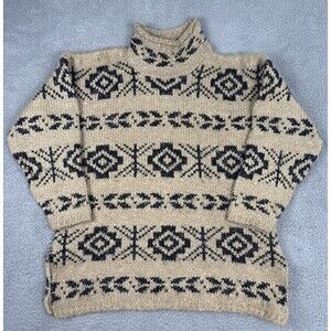 VTG Anthropologie Relais Sweater Womens One Size Tan Black Southwestern Design